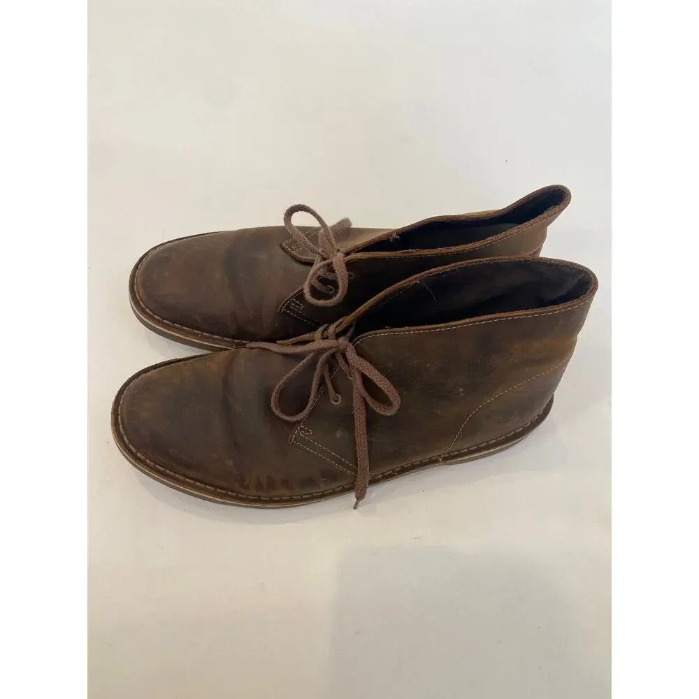 Clarks Men’s Brown Bushacre Chukka Leather Lace Up Shoes EUC Sz 11M Cushioned